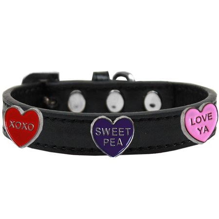 MIRAGE PET PRODUCTS Conversation Hearts Widget Dog CollarBlack Size 18 631-30 BK18